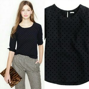 J Crew Velvet Polka Dot Ponte Top